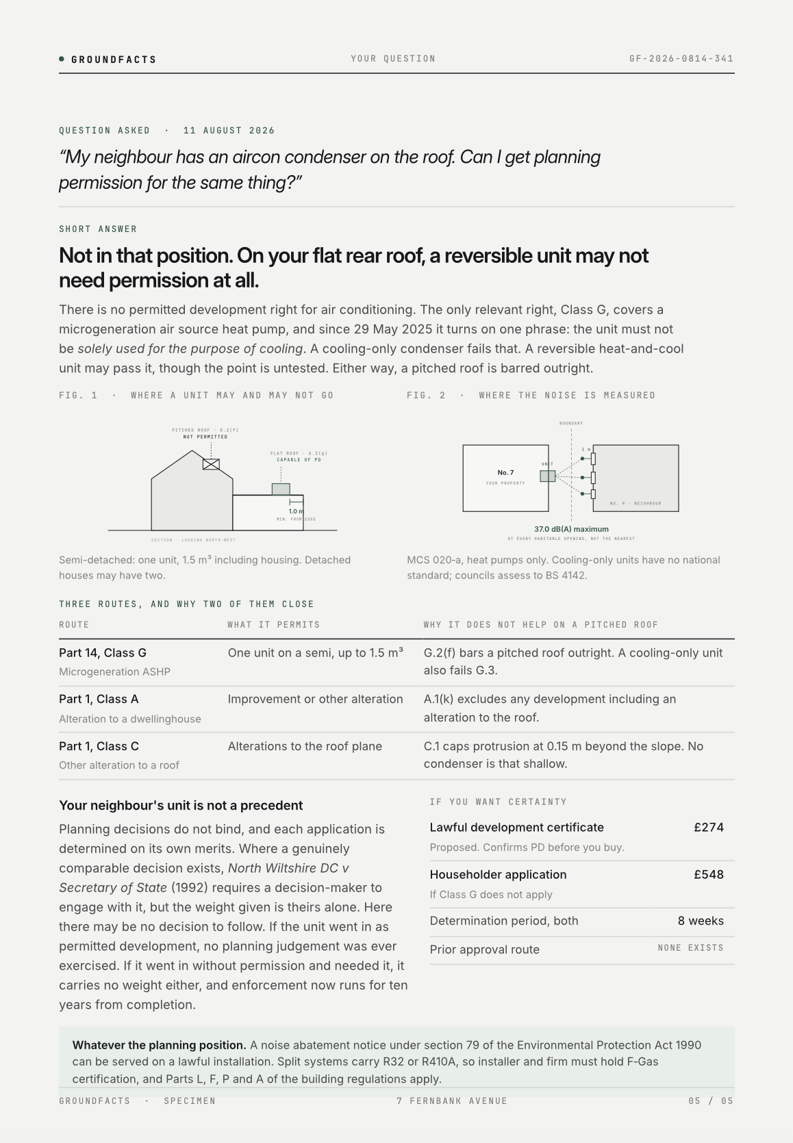 Page from a specimen Know Your Home report